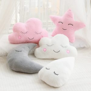 Soft Plush Cloud & Star Raindrop Pillow - Cozy Kids' Room Decor