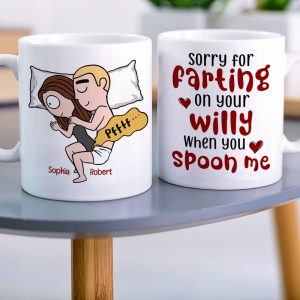 Sorry For Farting When You Spoon Me - Personalized Coffee Mug - Gifts For Couple - Funny Couple Mug