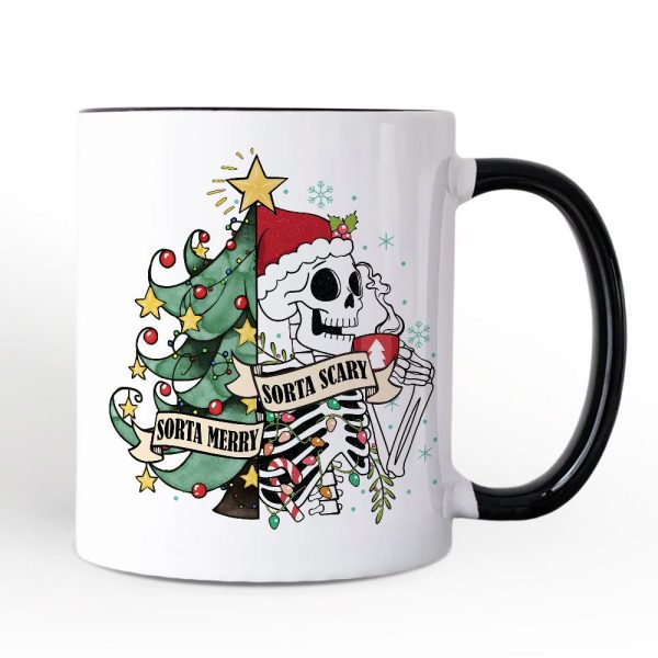 Sorta Merry Christmas Skeleton Personalized Mug, Sarcastic Holiday Gift with Custom Name Sorta Merry Christmas Skeleton Personalized Mug, Sarcastic Holiday Gift with Custom Name