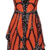 Sparkly Sequin Faux Pearl Crystal Butterfly Strapless Party Mini Dress - Burnt Orange