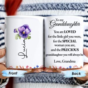 Special Love Message For Granddaughter With Beautiful Flowers - Personalized Custom Coffee Mug - GDT087_MG