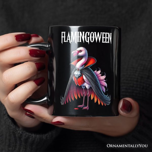 Spooky Vampire Flamingo Personalized Mug, Halloween Dracula Bird Gift with Custom Name Spooky Vampire Flamingo Personalized Mug, Halloween Dracula Bird Gift with Custom Name