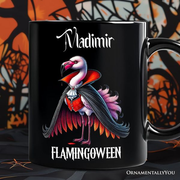 Spooky Vampire Flamingo Personalized Mug, Halloween Dracula Bird Gift with Custom Name Spooky Vampire Flamingo Personalized Mug, Halloween Dracula Bird Gift with Custom Name