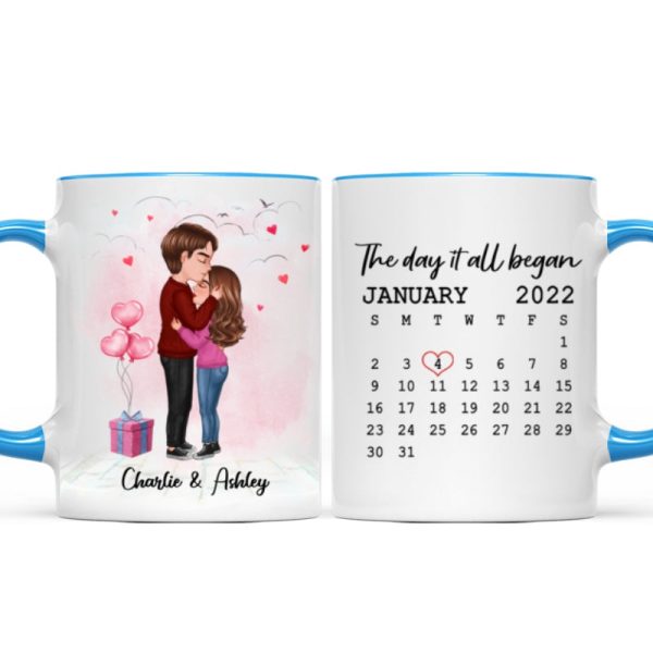 Standing Doll Couple Kissing Personalized Mug - Gift For Him Gift For Her