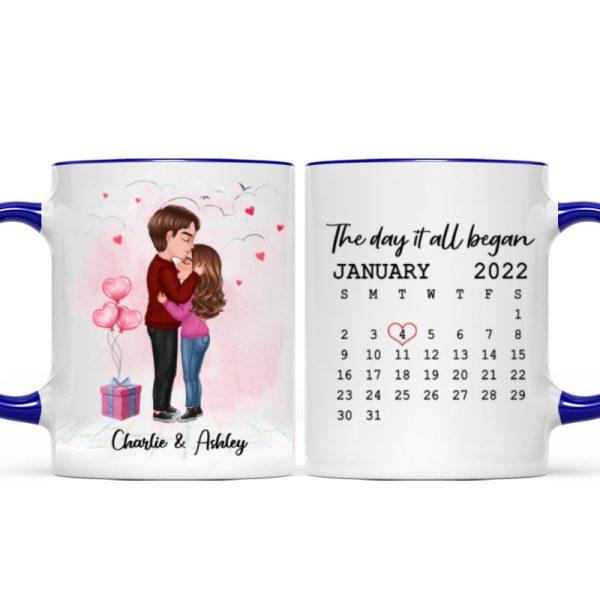 Standing Doll Couple Kissing Personalized Mug - Gift For Him Gift For Her
