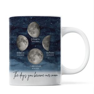Starry Night Custom Birth Moon Phase The Day You Became Mom Personalized Mug, Gift