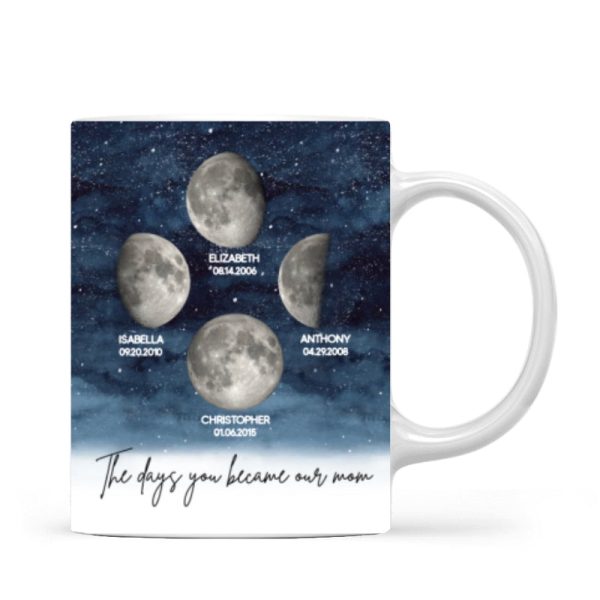 Starry Night Custom Birth Moon Phase The Day You Became Mom Personalized Mug, Gift