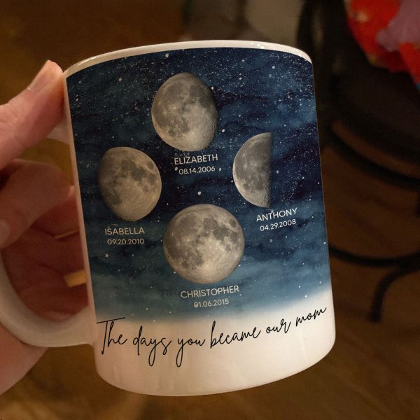 Starry Night Custom Birth Moon Phase The Day You Became Mom Personalized Mug, Gift