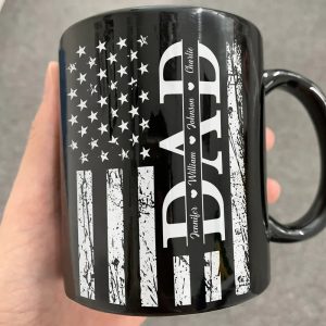 Stars & Stripes Dad Grandpa We Love You - Personalized Black Mug