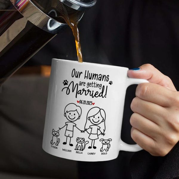 Stick Figures My Humans Are Getting Engaged Married - Personalized Mug Stick Figures My Humans Are Getting Engaged Married - Personalized Mug