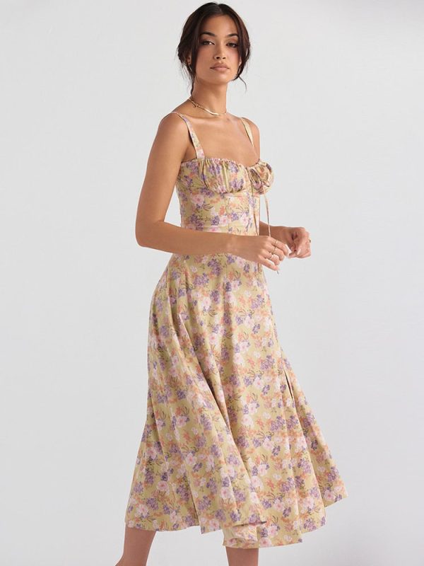 Strappy Back Tie-Up Corset Midi Dress
