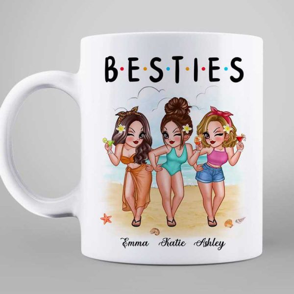 Summer Beach Girls Besties Sisters Personalized Mug