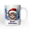 Tabby Cat with Santa Hat Personalized Mug, Winter Forest Christmas Gift With Custom Name and Date Tabby Cat with Santa Hat Personalized Mug, Winter Forest Christmas Gift With Custom Name and Date