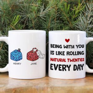 Table Top Game Dice Couple Personalized White Mug Gift