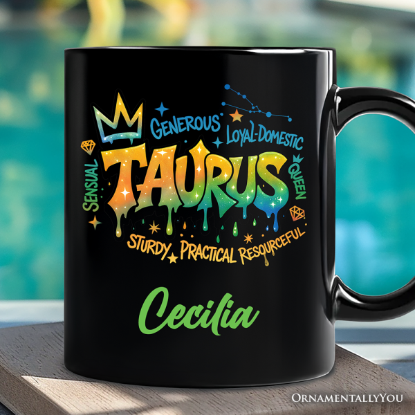 Taurus Graffiti Zodiac Personalized Mug, Street Style Astrology Horoscope Gift with Custom Name Taurus Graffiti Zodiac Personalized Mug, Street Style Astrology Horoscope Gift with Custom Name