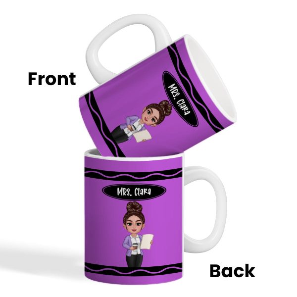 Teacher Crayon Pattern Personalized Mug| Back To School Gift For Teacher