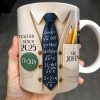 Teacher Since 2025, Pi=3.14 Necktie, Shirt, Pencil, Brush, Mathematical Equations - Personalized Custom Coffee Mug - TEACH001_MG