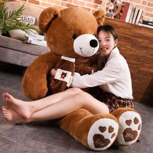 Teddy Bear Plush Toy with Scarf Soft Stuffed Animal for Kids and Lovers