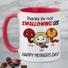 Thank Super Mom For Not Swallowing Us - Personalized Coffee Mug - Mother's Gift