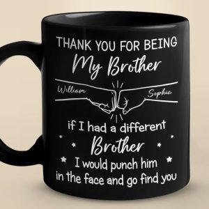 Thank You For Being My Friend - Family Personalized Custom Black Mug - Gift For Family Members, Siblings, Brothers, Cousins, Best Friends
