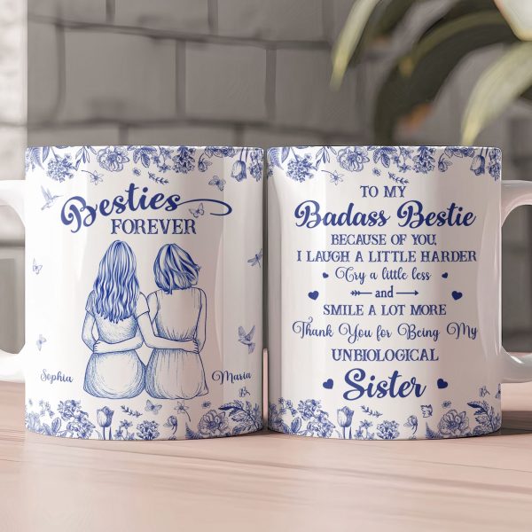 Thank You For Being My Unbiological Sister Toile De Jouy Besties - Personalized Mug Thank You For Being My Unbiological Sister Toile De Jouy Besties - Personalized Mug