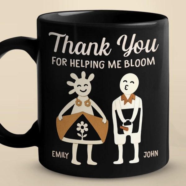 Thank You For Helping Me Bloom - Couple Personalized Custom Black Mug - Gift For Husband Wife, Anniversary Thank You For Helping Me Bloom - Couple Personalized Custom Black Mug - Gift For Husband Wife, Anniversary