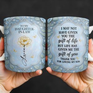 Thank You For Loving My Son, Floral Design - Personalized Custom Coffee Mug - DILA026_MG