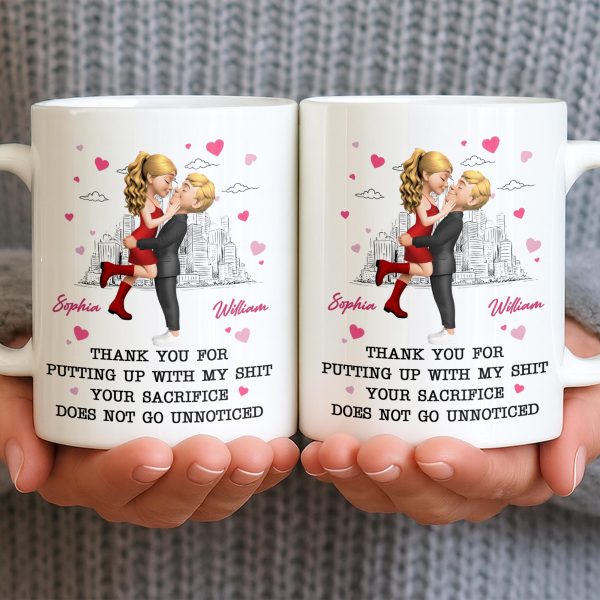 Thank You For Putting Up With My Shit, Couple And Hearts - Personalized Custom Coffee Mug - CPL1363_MG Thank You For Putting Up With My Shit, Couple And Hearts - Personalized Custom Coffee Mug - CPL1363_MG