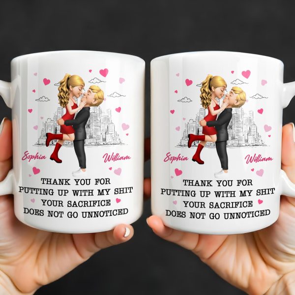 Thank You For Putting Up With My Shit, Couple And Hearts - Personalized Custom Coffee Mug - CPL1363_MG Thank You For Putting Up With My Shit, Couple And Hearts - Personalized Custom Coffee Mug - CPL1363_MG