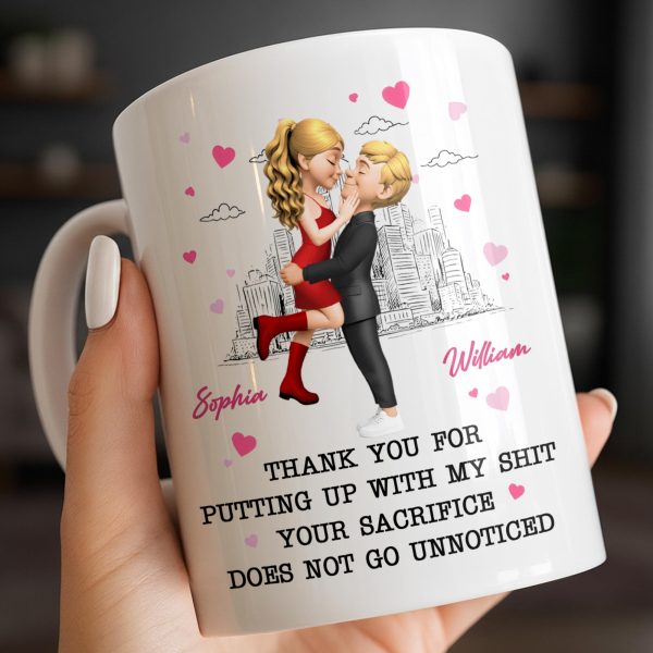 Thank You For Putting Up With My Shit, Couple And Hearts - Personalized Custom Coffee Mug - CPL1363_MG Thank You For Putting Up With My Shit, Couple And Hearts - Personalized Custom Coffee Mug - CPL1363_MG