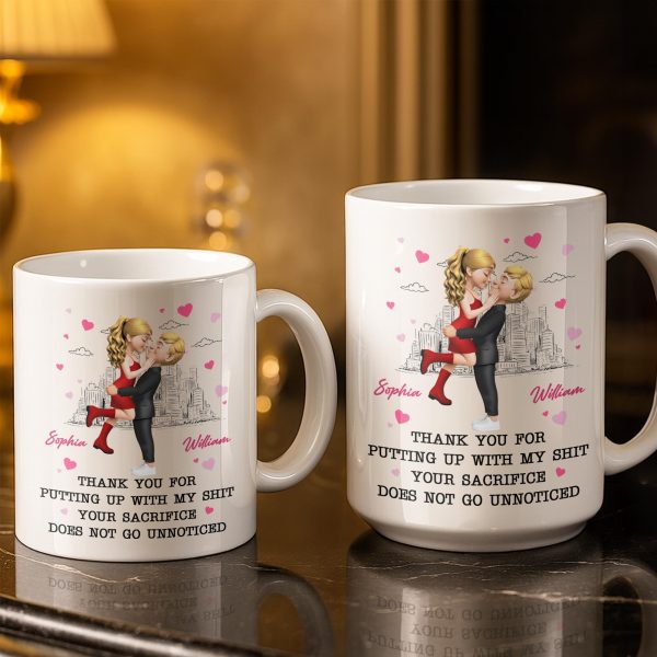 Thank You For Putting Up With My Shit, Couple And Hearts - Personalized Custom Coffee Mug - CPL1363_MG Thank You For Putting Up With My Shit, Couple And Hearts - Personalized Custom Coffee Mug - CPL1363_MG
