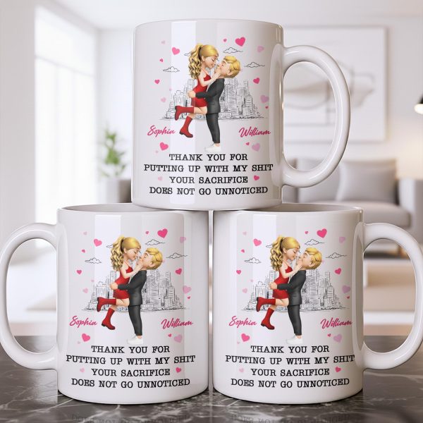 Thank You For Putting Up With My Shit, Couple And Hearts - Personalized Custom Coffee Mug - CPL1363_MG Thank You For Putting Up With My Shit, Couple And Hearts - Personalized Custom Coffee Mug - CPL1363_MG