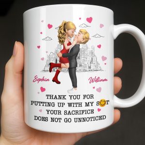 Thank You For Putting Up With My Shit, Couple And Hearts - Personalized Custom Coffee Mug - CPL1363_MG