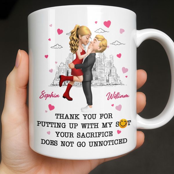 Thank You For Putting Up With My Shit, Couple And Hearts - Personalized Custom Coffee Mug - CPL1363_MG Thank You For Putting Up With My Shit, Couple And Hearts - Personalized Custom Coffee Mug - CPL1363_MG