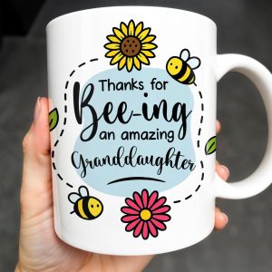 Thanks for Bee-ing an Amazing Granddaughter, Bees and Flowers - Personalized Custom Coffee Mug - GDT310_MG