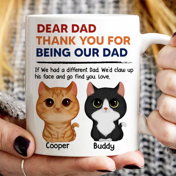 Thanks For Being Our Dad Watercolor Cute Cats Retro Personalized Mug Thanks For Being Our Dad Watercolor Cute Cats Retro Personalized Mug