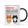 Thanks For Being Our Dad Watercolor Cute Cats Retro Personalized Mug Thanks For Being Our Dad Watercolor Cute Cats Retro Personalized Mug