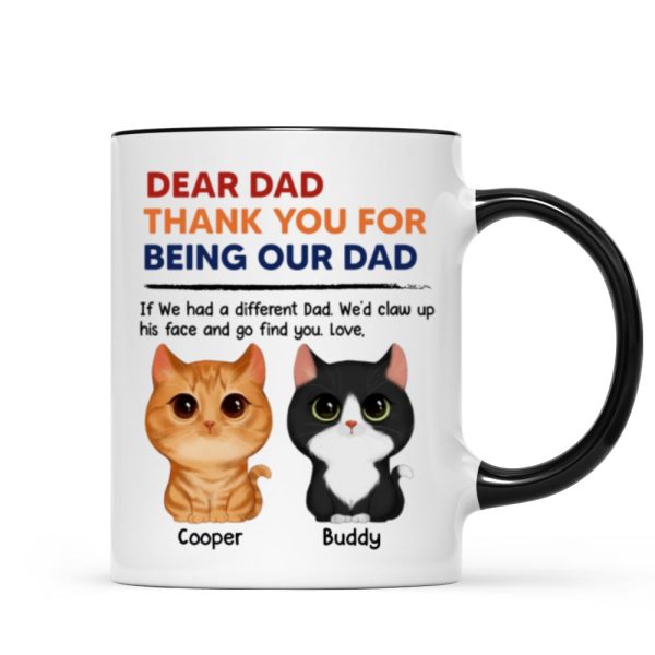 Thanks For Being Our Dad Watercolor Cute Cats Retro Personalized Mug Thanks For Being Our Dad Watercolor Cute Cats Retro Personalized Mug