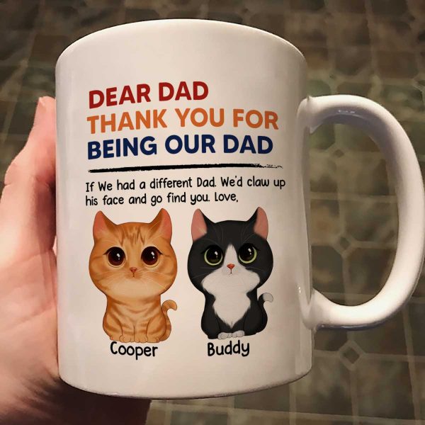 Thanks For Being Our Dad Watercolor Cute Cats Retro Personalized Mug Thanks For Being Our Dad Watercolor Cute Cats Retro Personalized Mug