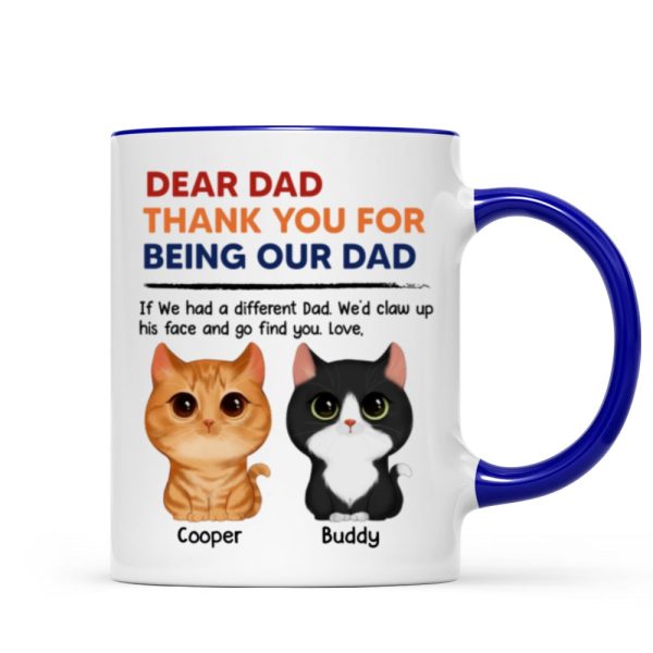 Thanks For Being Our Dad Watercolor Cute Cats Retro Personalized Mug Thanks For Being Our Dad Watercolor Cute Cats Retro Personalized Mug