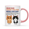 Thanks For Being Our Dad Watercolor Cute Cats Retro Personalized Mug Thanks For Being Our Dad Watercolor Cute Cats Retro Personalized Mug