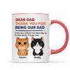 Thanks For Being Our Dad Watercolor Cute Cats Retro Personalized Mug Thanks For Being Our Dad Watercolor Cute Cats Retro Personalized Mug
