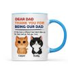 Thanks For Being Our Dad Watercolor Cute Cats Retro Personalized Mug Thanks For Being Our Dad Watercolor Cute Cats Retro Personalized Mug