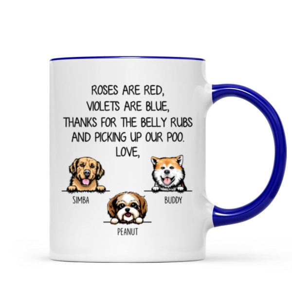 Thanks For Belly Rubs And Picking Up Poo Peeking Dog Personalized Mug - Gift For Dog Mom - Gift For Dog Dad Thanks For Belly Rubs And Picking Up Poo Peeking Dog Personalized Mug - Gift For Dog Mom - Gift For Dog Dad