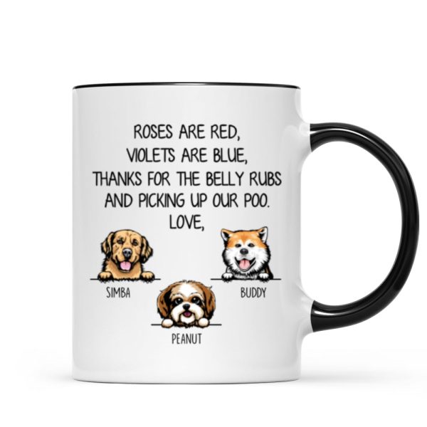 Thanks For Belly Rubs And Picking Up Poo Peeking Dog Personalized Mug - Gift For Dog Mom - Gift For Dog Dad Thanks For Belly Rubs And Picking Up Poo Peeking Dog Personalized Mug - Gift For Dog Mom - Gift For Dog Dad