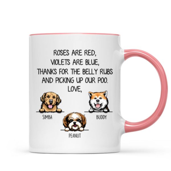 Thanks For Belly Rubs And Picking Up Poo Peeking Dog Personalized Mug - Gift For Dog Mom - Gift For Dog Dad Thanks For Belly Rubs And Picking Up Poo Peeking Dog Personalized Mug - Gift For Dog Mom - Gift For Dog Dad