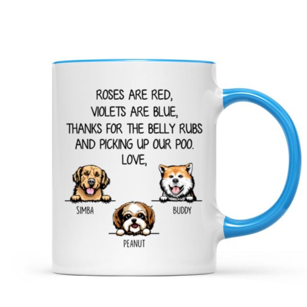 Thanks For Belly Rubs And Picking Up Poo Peeking Dog Personalized Mug - Gift For Dog Mom - Gift For Dog Dad Thanks For Belly Rubs And Picking Up Poo Peeking Dog Personalized Mug - Gift For Dog Mom - Gift For Dog Dad