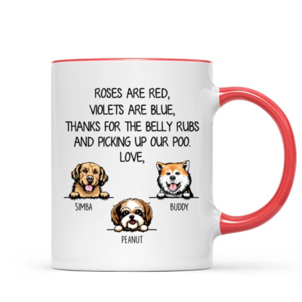 Thanks For Belly Rubs And Picking Up Poo Peeking Dog Personalized Mug - Gift For Dog Mom - Gift For Dog Dad Thanks For Belly Rubs And Picking Up Poo Peeking Dog Personalized Mug - Gift For Dog Mom - Gift For Dog Dad