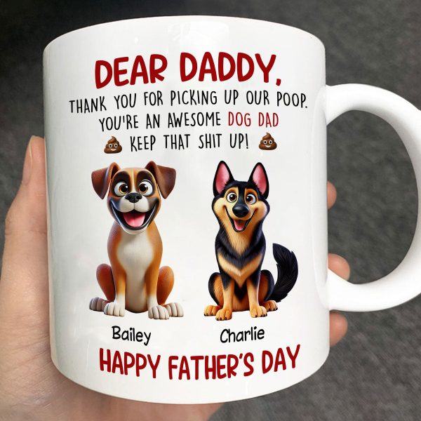 Thanks For Picking Up My Poop Dad Cute Cartoon Dogs Personalized Mug