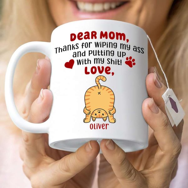 Thanks For Wiping My Ass, Personalized Coffee Mug, Cute Cat Ass Coffee Mug, Mother's Day Gift For Cat Mom Thanks For Wiping My Ass, Personalized Coffee Mug, Cute Cat Ass Coffee Mug, Mother's Day Gift For Cat Mom